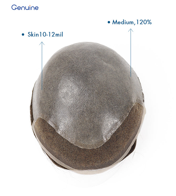 Bio Lace Front Skin Men's Toupee Thin Indian Hair Easy Wear Undetectable V-looped Cut-Away Hairpieces