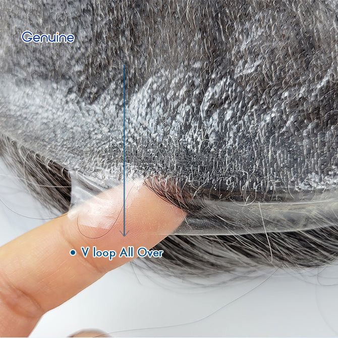 0.02mm V Loop Human Virgin Hair Toupee Mirage Wigs Super Thin Skin Hair Relplacem Men's Hair Replacement