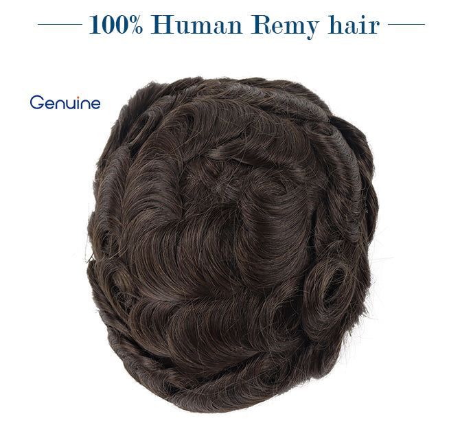 Versalite Remy Hair French Lace Front Fine Mono Mens Toupee PU Skin 100% Human Hair System