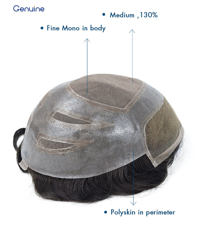 Versalite Remy Hair French Lace Front Fine Mono Mens Toupee PU Skin 100% Human Hair System