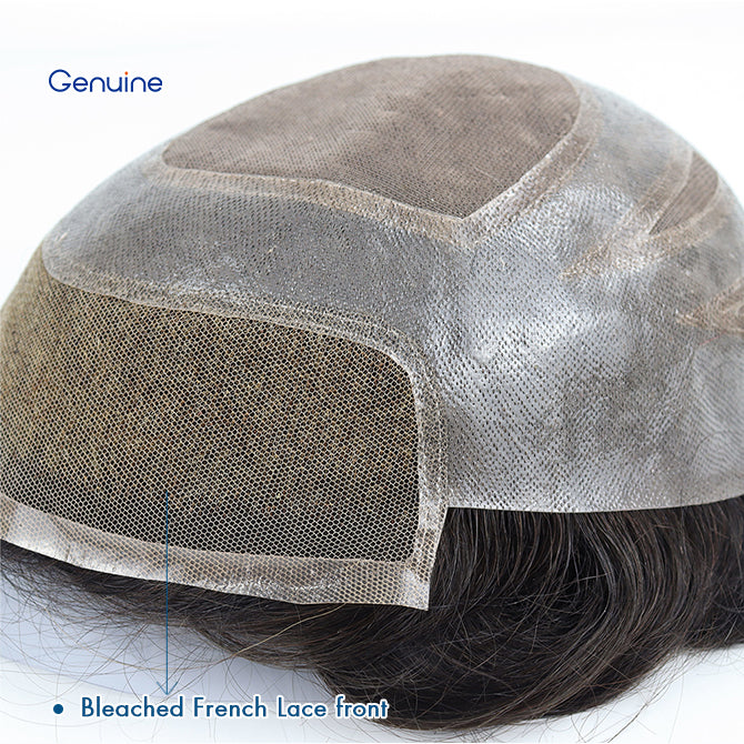 Versalite Remy Hair French Lace Front Fine Mono Mens Toupee PU Skin 100% Human Hair System