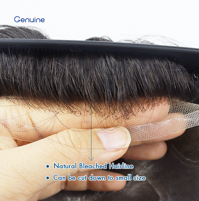 Versalite Remy Hair French Lace Front Fine Mono Mens Toupee PU Skin 100% Human Hair System