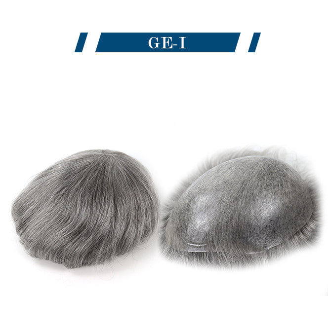 Replacement Hair System Thin Skin Injection PU Silicone  Curly Natural Color Human Hair Toupee for Men