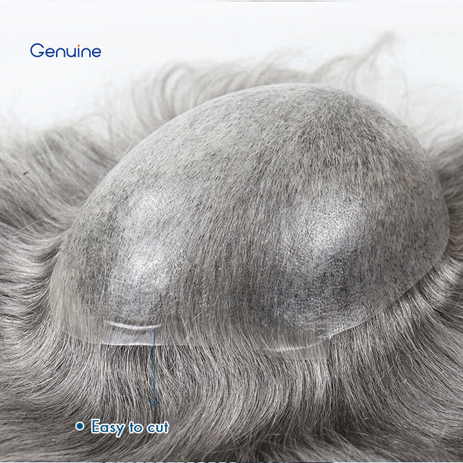 Replacement Hair System Thin Skin Injection PU Silicone  Curly Natural Color Human Hair Toupee for Men
