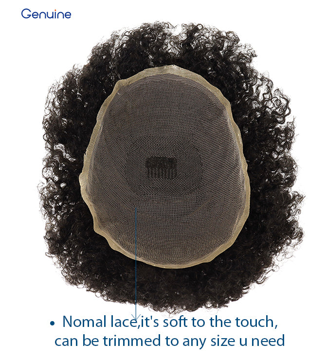 100%Human Hair Black Color 4mm Afro Kinky Curly Super Fine Full Lace Silk Top African Men Wig Toupee for Men