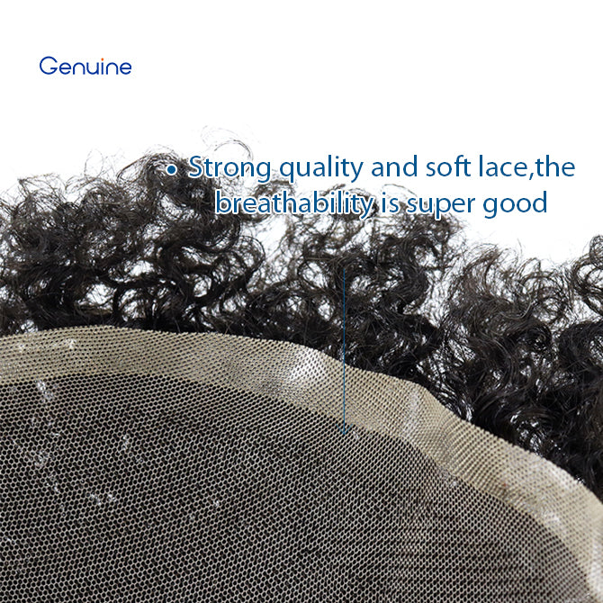 100%Human Hair Black Color 4mm Afro Kinky Curly Super Fine Full Lace Silk Top African Men Wig Toupee for Men