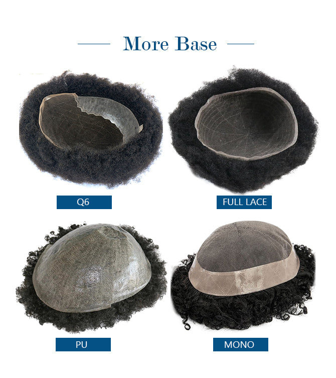 100%Human Hair Black Color 4mm Afro Kinky Curly Super Fine Full Lace Silk Top African Men Wig Toupee for Men